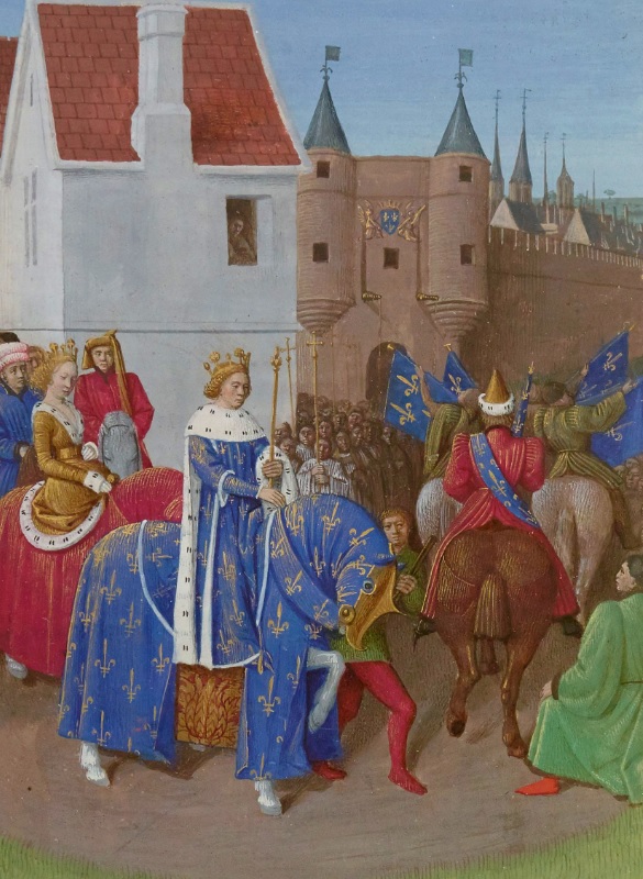 medieval king traveling by horse