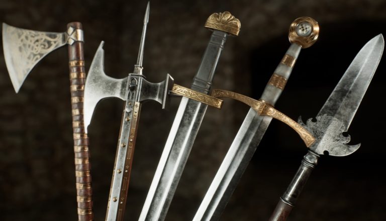 medieval knight variety of weapons