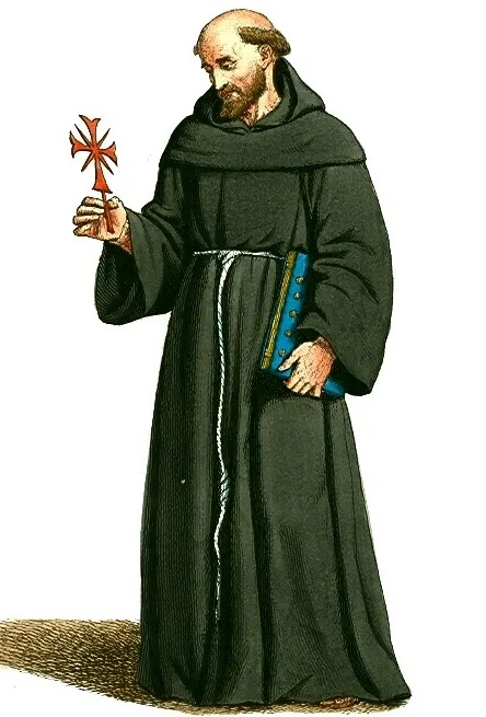 medieval priest holding a cross