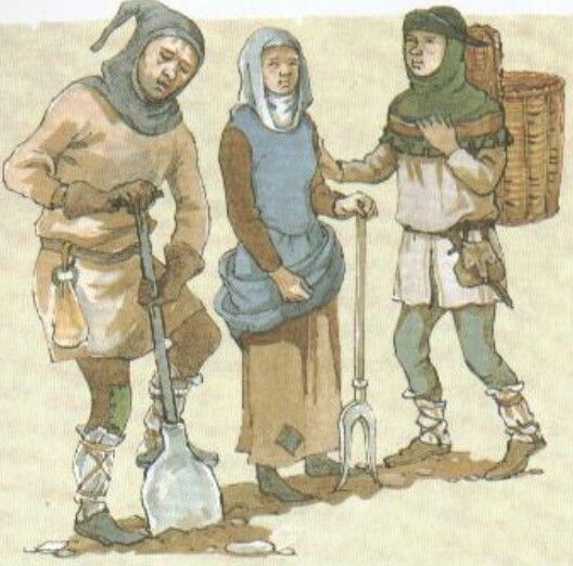three peasants in the field