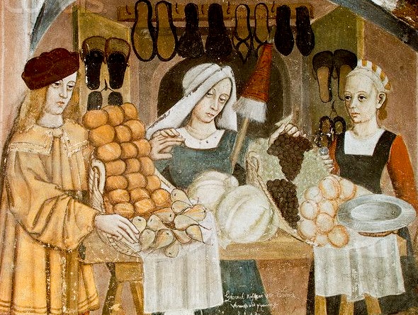 medieval merchants eating food